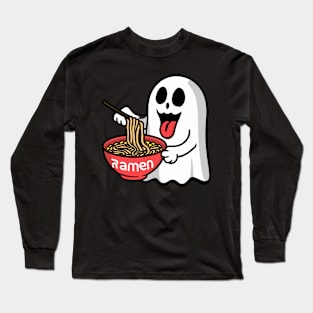 Ghost eating ramen noodles Long Sleeve T-Shirt